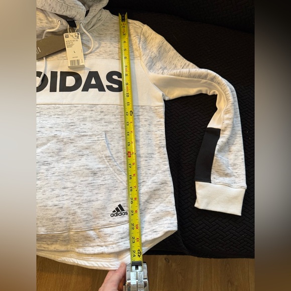 adidas Tops - Adidas Heathered Gray Hoodie with Black Logo
